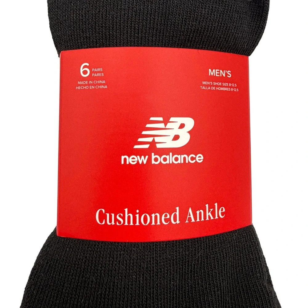 New Balance Cushioned Ankle Socks Mens 8-12.5 Black Multi NWT 12 Pairs Total